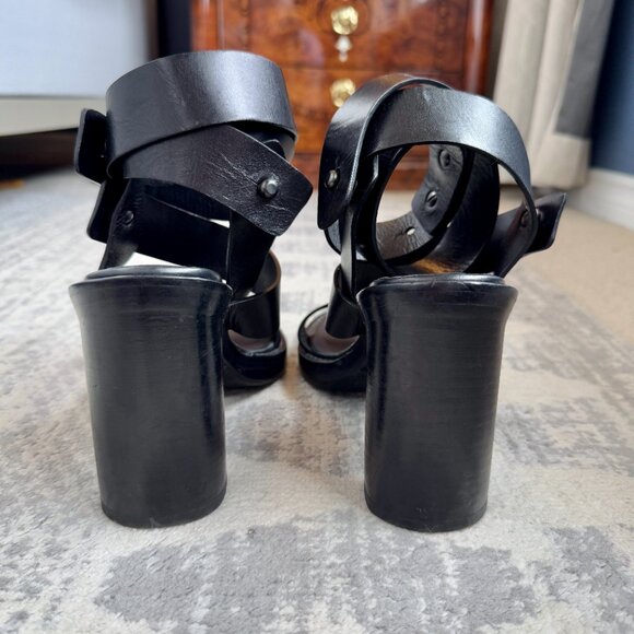 Ann Demeulemeester Black Leather Strappy Platform Heels - Picture 5 of 10